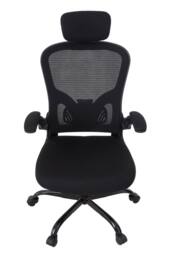Living and Home Black Mesh Office Chair for Home & Office with Adjustable Headrest - thumbnail 6