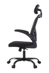 Living and Home Black Mesh Office Chair for Home & Office with Adjustable Headrest - thumbnail 3
