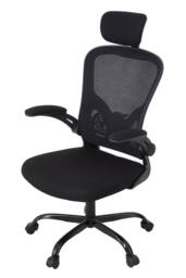 Living and Home Black Mesh Office Chair for Home & Office with Adjustable Headrest - thumbnail 1