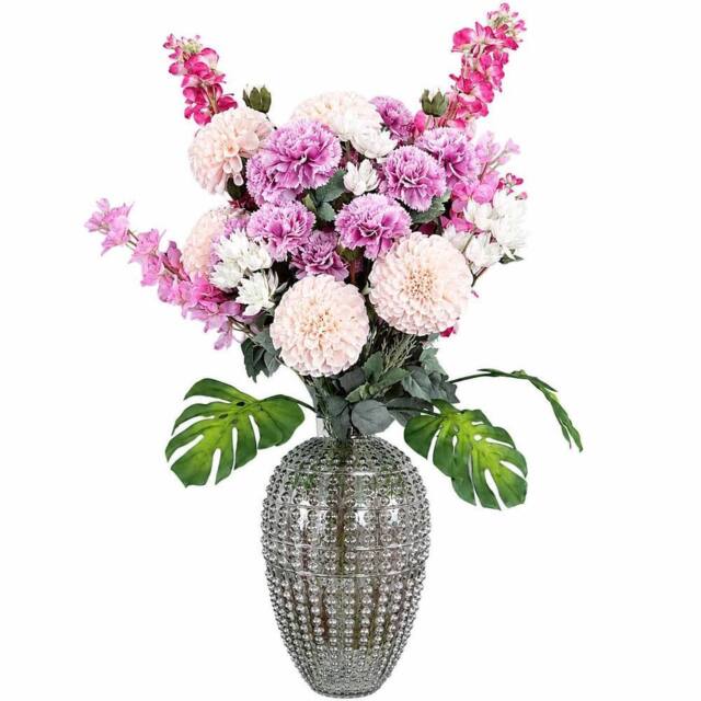 Leaf 75cm Dahlia Artificial Flowers Tropical Blossom Bubble Vase Premium in Pink - image 1