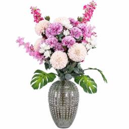 Leaf 75cm Dahlia Artificial Flowers Tropical Blossom Bubble Vase Premium in Pink - thumbnail 1