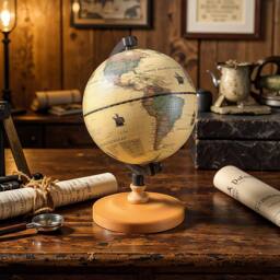 Costway Antique Globe Dia 14cm Mini Rotating World Globe Decorative Globe in Bronze - thumbnail 5