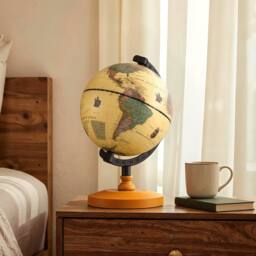 Costway Antique Globe Dia 14cm Mini Rotating World Globe Decorative Globe in Bronze