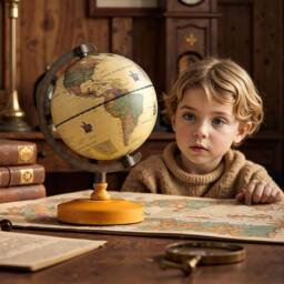 Costway Antique Globe Dia 14cm Mini Rotating World Globe Decorative Globe in Bronze - thumbnail 4