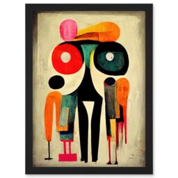 Artery8 Abstract Colourful Pop Art People Artwork Framed Wall Art Print A4 in Black - thumbnail 1