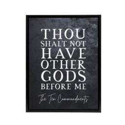 "Artery8 Ten Commandments No Other Gods Bible Quote Framed Canvas Wall Art Print in Grey - Size: W24"" x H32""" - thumbnail 1