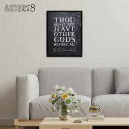 "Artery8 Ten Commandments No Other Gods Bible Quote Framed Canvas Wall Art Print in Grey - Size: W24"" x H32""" - thumbnail 3