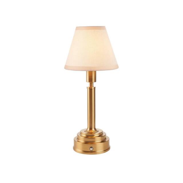 Netlighting Upton Rechargeable Table Lamp Fabric Ivy Shade 16cm in White - image 1