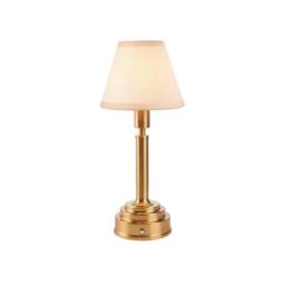 Netlighting Upton Rechargeable Table Lamp Fabric Ivy Shade 16cm in White - thumbnail 1