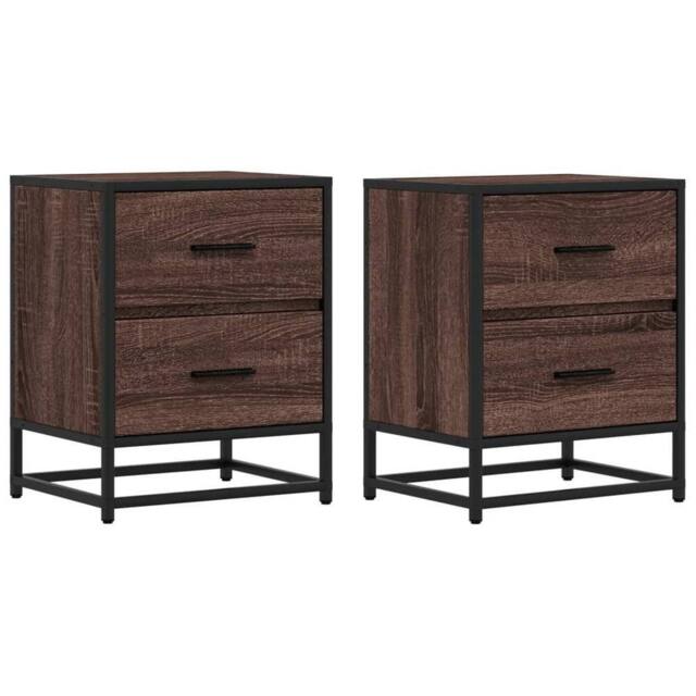 Berkfield Home Bedside Cabinets 2 pcs Brown Oak 40x31x50 cm Engineered Wood - Size: 40 x 31 x 50 cm - image 1