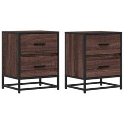 Berkfield Home Bedside Cabinets 2 pcs Brown Oak 40x31x50 cm Engineered Wood - Size: 40 x 31 x 50 cm - thumbnail 1