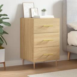 Berkfield Home Bedside Cabinet Sonoma Oak 40x40x66 cm Engineered Wood in Light Tan - Size: 40 x 40 x 66 cm - thumbnail 2