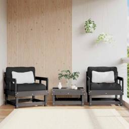 Berkfield Home Beautiful Garden Chairs with Cushions 2 pcs Grey Solid Wood Pine - thumbnail 2