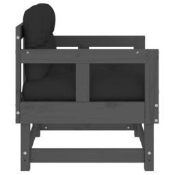 Berkfield Home Beautiful Garden Chairs with Cushions 2 pcs Grey Solid Wood Pine - thumbnail 6