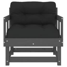 Berkfield Home Beautiful Garden Chairs with Cushions 2 pcs Grey Solid Wood Pine - thumbnail 4