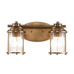 Netlighting Kichler Ashland Bay Wall Lamp Natural Brass IP44 in Yellow