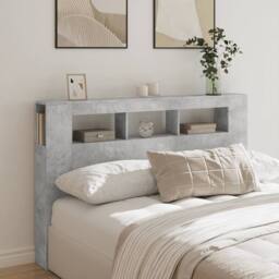 Berkfield Home LED Headboard Concrete Grey 160x18.5x103.5 cm Engineered Wood - thumbnail 3