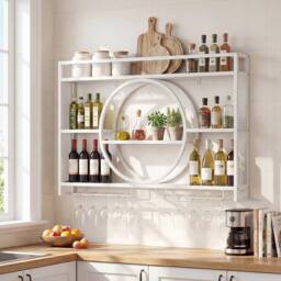 Hinsinc 5-Tier Wall Mounted White Wine Storage Rack - Size: 0.6m2 - thumbnail 6