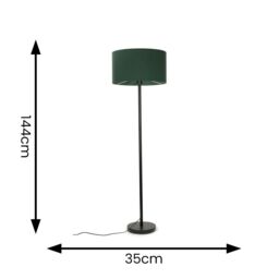 ValueLights Charlie Black Floor Lamp Large Green Shade - thumbnail 6