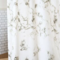 OHS Marble Effect Mould Resistant Shower Curtain in White - Size: 180 cm width x 180 cm drop - thumbnail 2