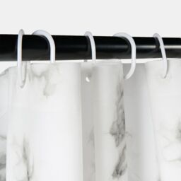 OHS Marble Effect Mould Resistant Shower Curtain in White - Size: 180 cm width x 180 cm drop - thumbnail 4