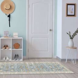 THE RUGS Samira Washable Persian Classic Rug - Durable Soft Polyester Pile in Light Blue - Size: 60 cm x 180 cm - thumbnail 4