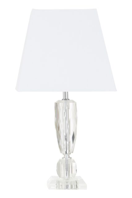Orsina Shiny Crystal Table Lamp With Textured Base, Decorative Illuminant For Bedroom, Luminous Accent Light in White - image 1