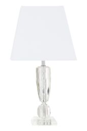 Orsina Shiny Crystal Table Lamp With Textured Base, Decorative Illuminant For Bedroom, Luminous Accent Light in White - thumbnail 1