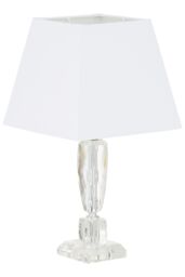 Orsina Shiny Crystal Table Lamp With Textured Base, Decorative Illuminant For Bedroom, Luminous Accent Light in White - thumbnail 2