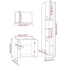 Berkfield Home 3 Piece Bathroom Furniture Set Smoked Oak Engineered Wood in Brown - thumbnail 6