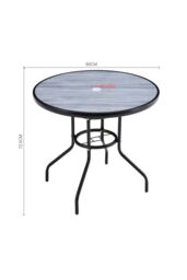 Living and Home Garden Round Tempered Glass Marble Coffee Table in Grey - thumbnail 2