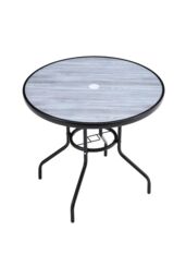 Living and Home Garden Round Tempered Glass Marble Coffee Table in Grey - thumbnail 5