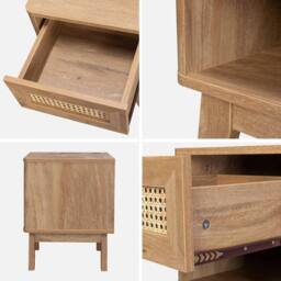 sweeek Bedside Table With Drawer & Niche Wood Effect & Cane in Light Brown - thumbnail 3