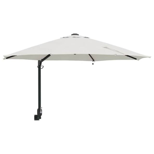 Berkfield Home Wall-mounted Garden Parasol with LEDs Sand 248 cm in Beige - image 1