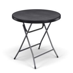 EONLION 80cm Black Wooden Look Round Folding Garden Table Outdoor Bistro Patio Furniture - thumbnail 1