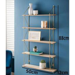 Havendro 5 Tier White Metal Wire Wall Floating Shelves Decoration Storage in Gold - thumbnail 2