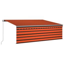 Berkfield Home Manual Retractable Awning with Blind&LED 4x3m Orange&Brown - thumbnail 1
