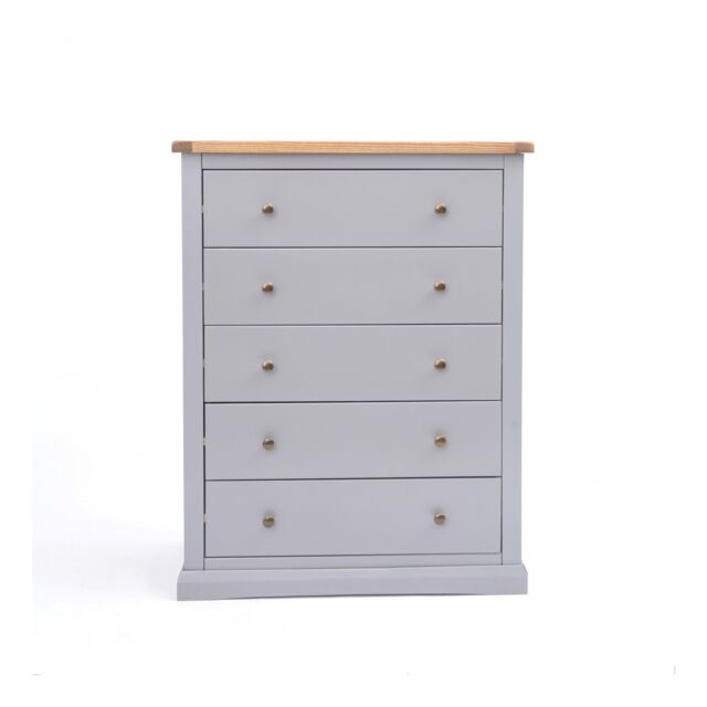 Cabinet Bits Rocca 5 Drawer Chest of Drawers Brass Knob in Grey - image 1