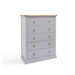 Cabinet Bits Rocca 5 Drawer Chest of Drawers Brass Knob in Grey - thumbnail 3