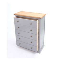 Cabinet Bits Rocca 5 Drawer Chest of Drawers Brass Knob in Grey - thumbnail 4