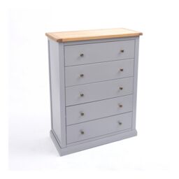 Cabinet Bits Rocca 5 Drawer Chest of Drawers Brass Knob in Grey - thumbnail 2