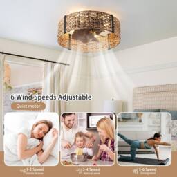 NIVOR 7 Blade Smart Ceiling Fan with Remote Control & Light Kit Included in Brown - thumbnail 3