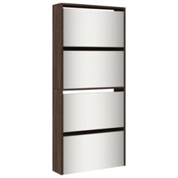Berkfield Home Shoe Cabinet with Mirror 4-Layer Brown Oak 63x17x134 cm - Size: 63 x 17 x 134 cm - thumbnail 2