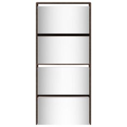 Berkfield Home Shoe Cabinet with Mirror 4-Layer Brown Oak 63x17x134 cm - Size: 63 x 17 x 134 cm - thumbnail 5