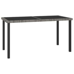Berkfield Home Garden Dining Table Grey 140x70x73 cm Poly Rattan - Size: 140 x 70 x 73 cm - thumbnail 1