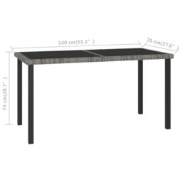 Berkfield Home Garden Dining Table Grey 140x70x73 cm Poly Rattan - Size: 140 x 70 x 73 cm - thumbnail 5