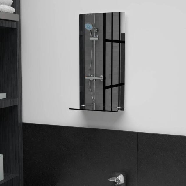 Berkfield Home Wall Mirror with Shelf 20x40 cm Tempered Glass in Silver - image 1