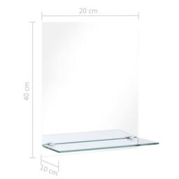 Berkfield Home Wall Mirror with Shelf 20x40 cm Tempered Glass in Silver - thumbnail 6