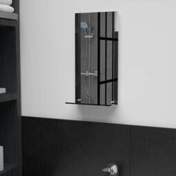 Berkfield Home Wall Mirror with Shelf 20x40 cm Tempered Glass in Silver - thumbnail 1