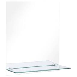Berkfield Home Wall Mirror with Shelf 20x40 cm Tempered Glass in Silver - thumbnail 2